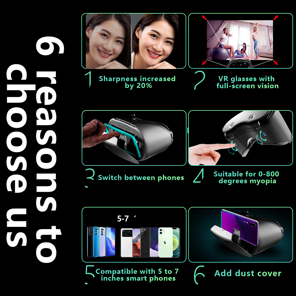 아이폰 안드로이드 스마트폰용 3D 가상 현실 VR 안경 - Gaming Accessories For Phone 리뷰 및 가격