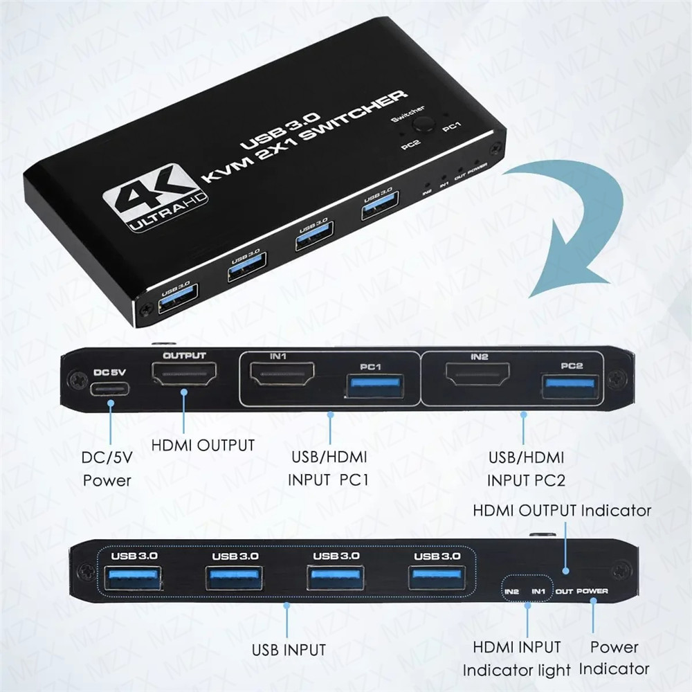 KVM 스위치 4K 60Hz 스위처 USB 3.0 허브 - Gaming Accessories Storage 리뷰 및 가격