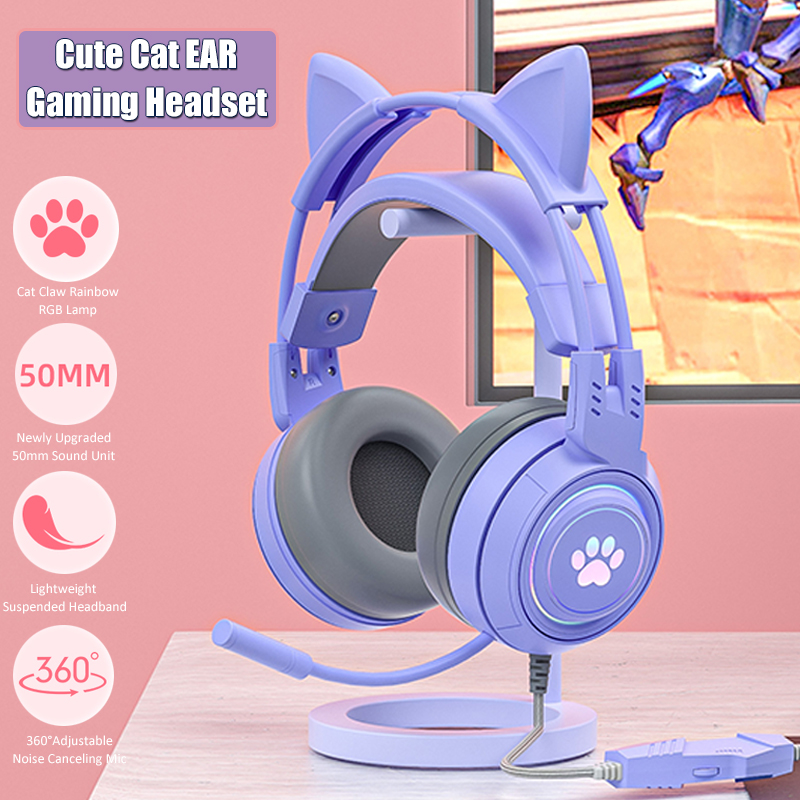 귀여운 고양이 귀 게임용 헤드폰, 마이크 포함, 소음  - Gaming Accessories Kids 리뷰 및 가격